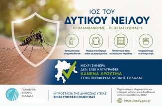 ΠΔΕ: ΕΝΗΜΕΡΩΣΗ ΚΑΙ ΜΕΤΡΑ ΠΡΟΛΗΨΗΣ ΑΠΟ ΤΟΝ ΙΟ ΤΟΥ ΔΥΤΙΚΟΥ ΝΕΙΛΟΥ